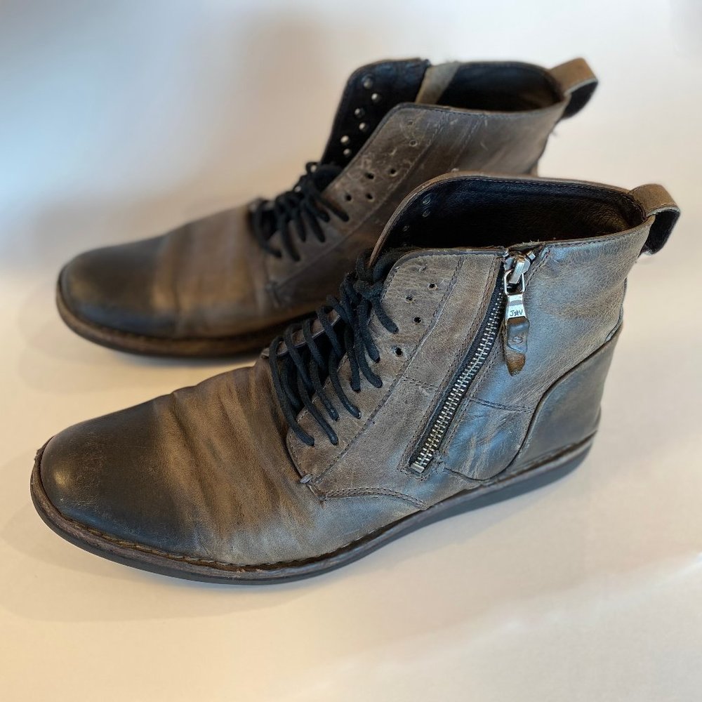 John Varvatos SIDE ZIP BOOT Mens Ankle Dark Brown Leather